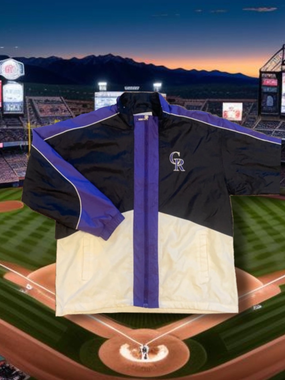STARTER Colorado Rockies Black, Purple & White Windbreaker